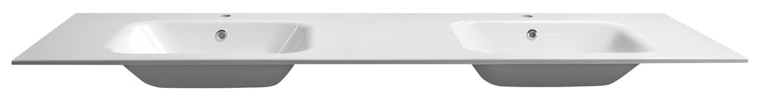 Sapho Areca wastafel met kraangat 180cm wit glans