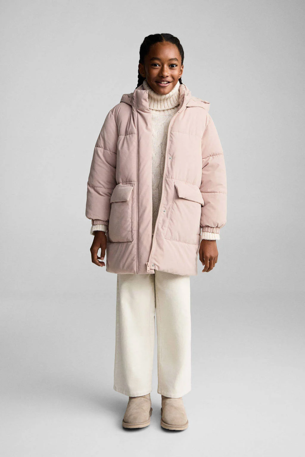 Mango Kids gewatteerde jas roze