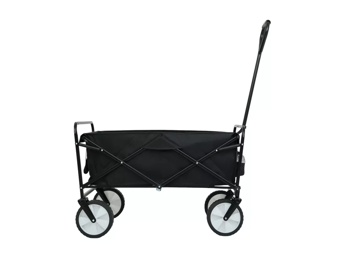 Chariot pliable pour plage avec roues en plastique et capacité de charge maximale de 120 kg en noir