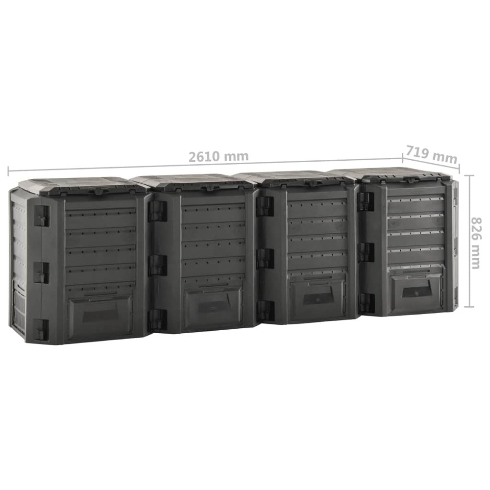 Composteur de jardin noir 1600 l