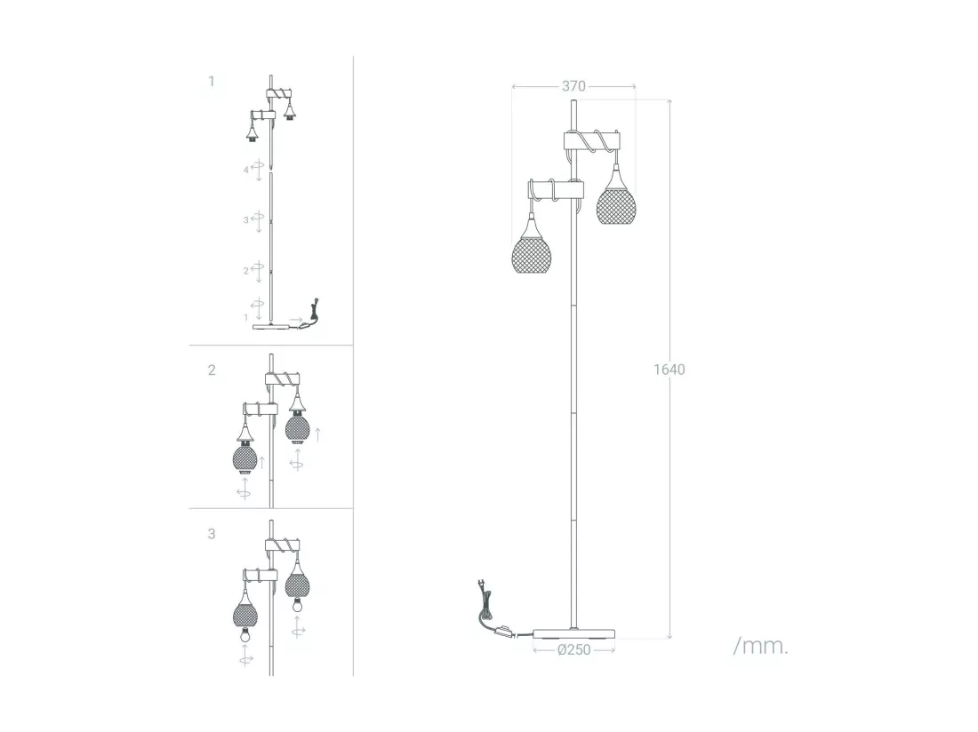 Lampadaire Monah WiFi avec Variateur Noir