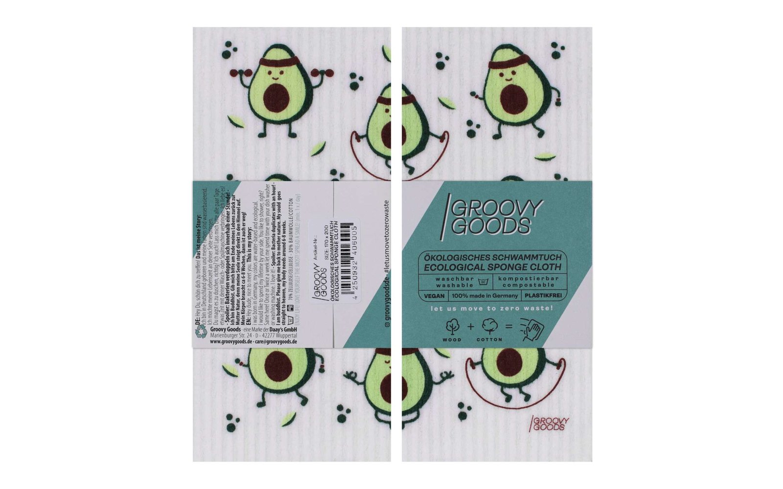 GroovyGoods ökologisches Schwammtuch 20 x 17 cm Avocado
