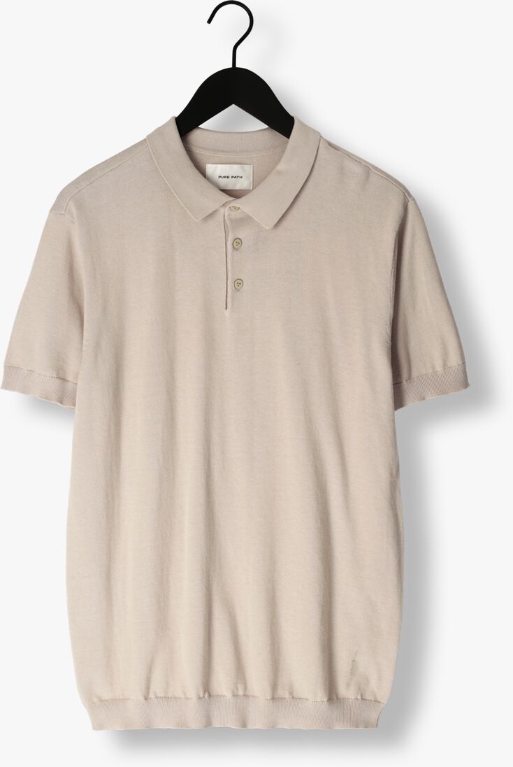PURE PATH zand pure path polo knitted shortsleeve polo button up with chest embroidery