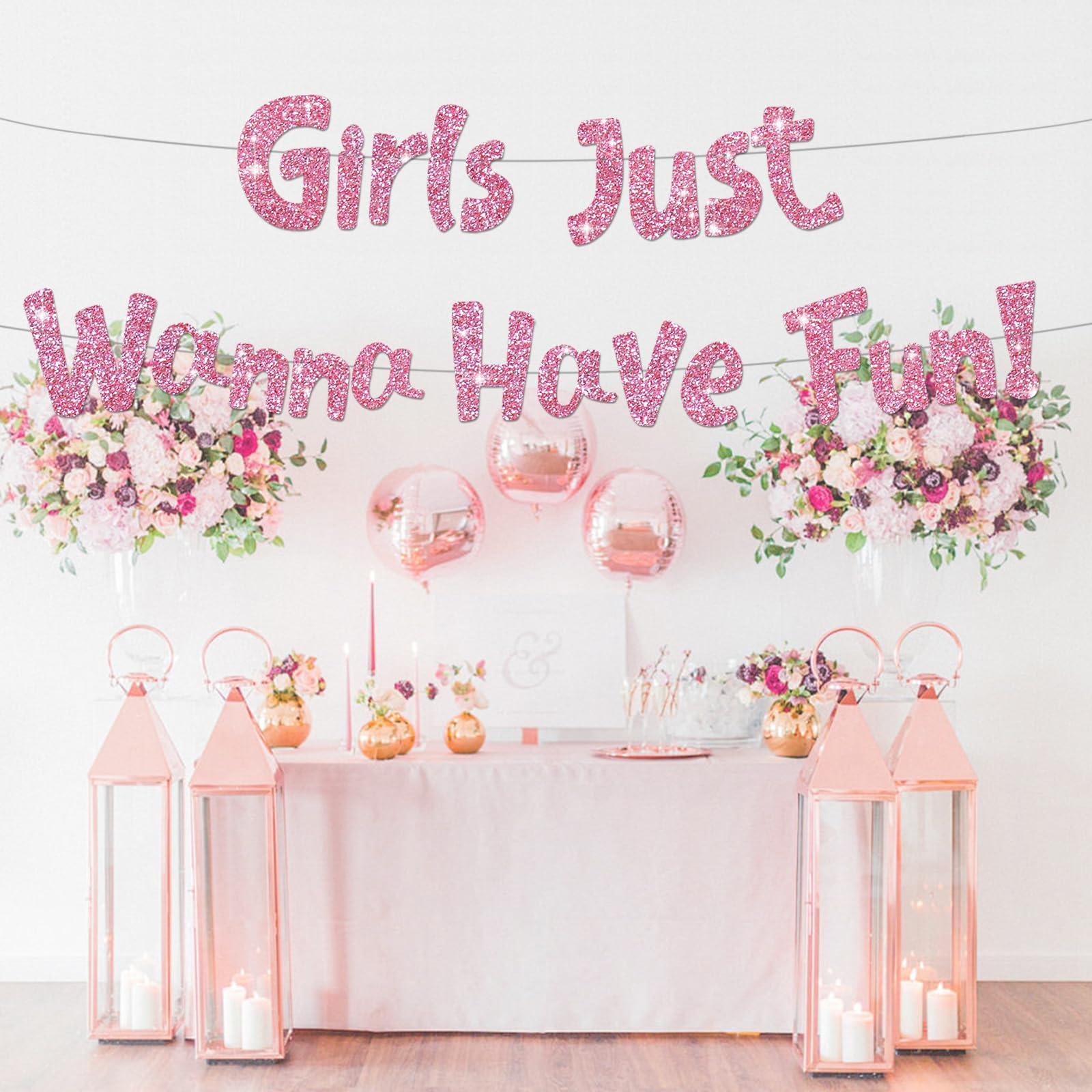 Junggesellinnenabschied Girlande Glitzer Party Dekoration Accessoire Banner - Girls / Pink