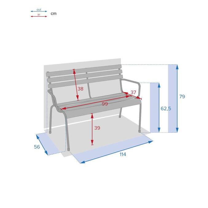 Banc de jardin GREENSBORO Argile