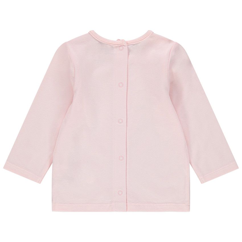 T-shirt manches longues en coton bio à message printé - Rose