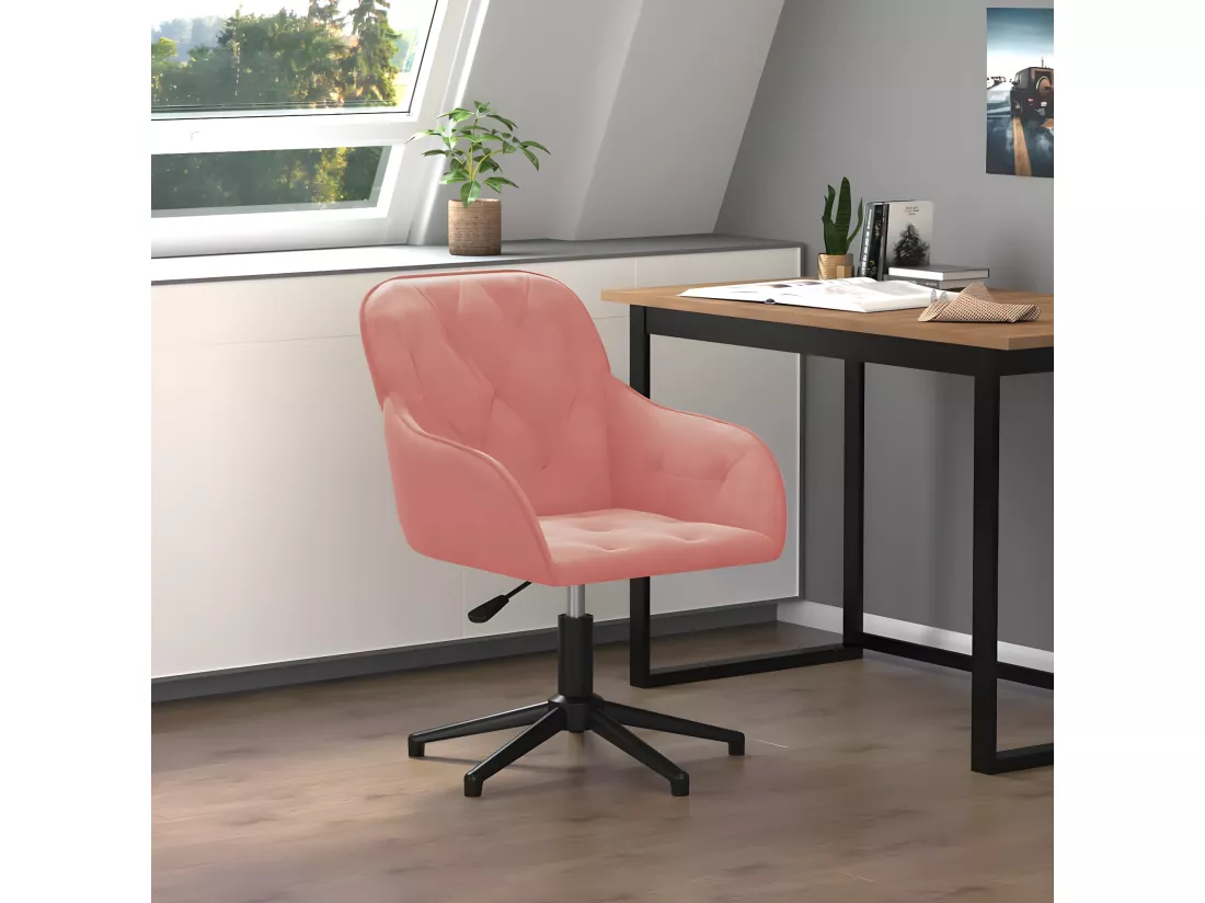 Chaise pivotante de bureau Rose Velours