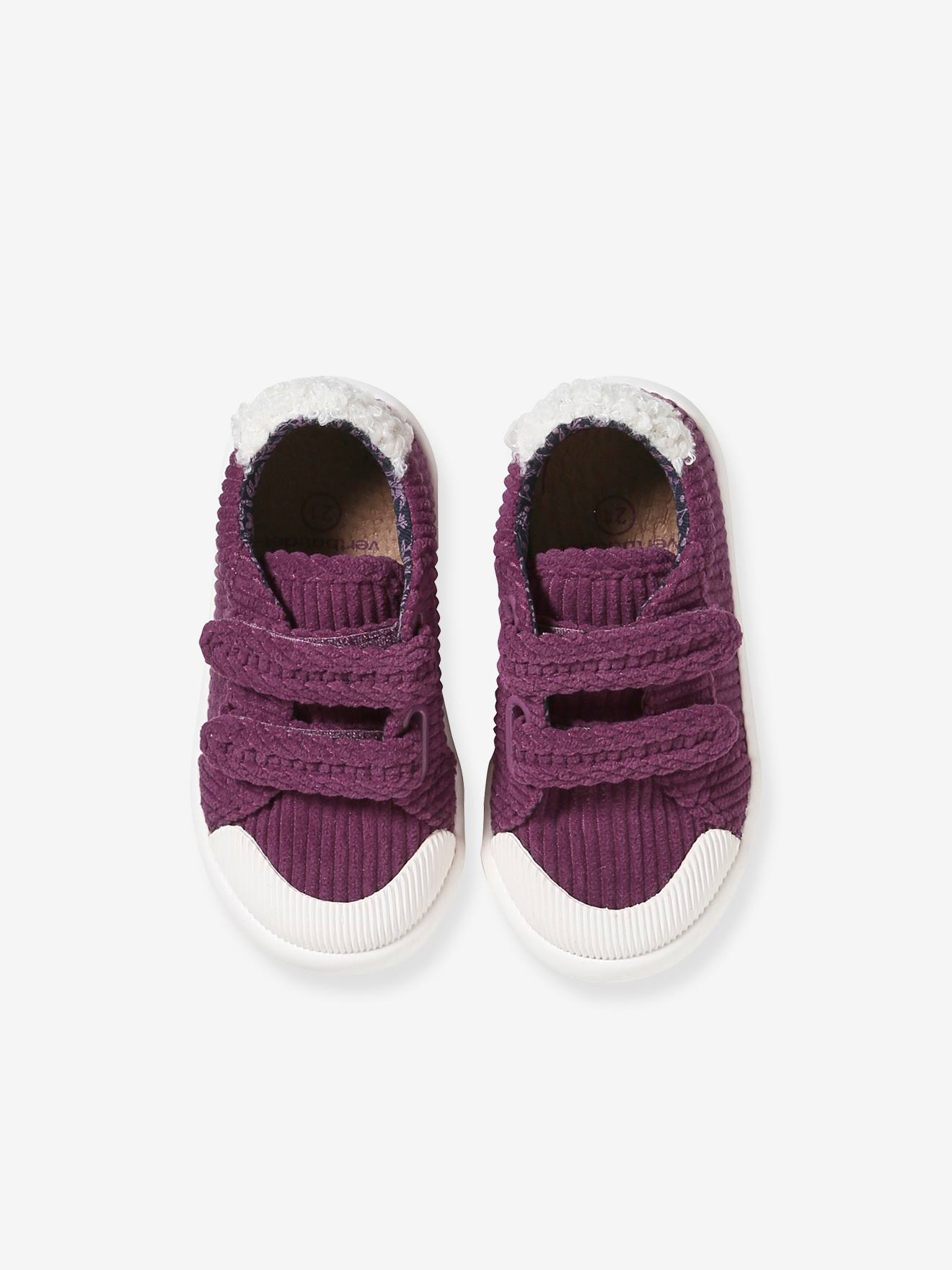 Tênis de lona infantil com fecho de velcro, rosa antigo