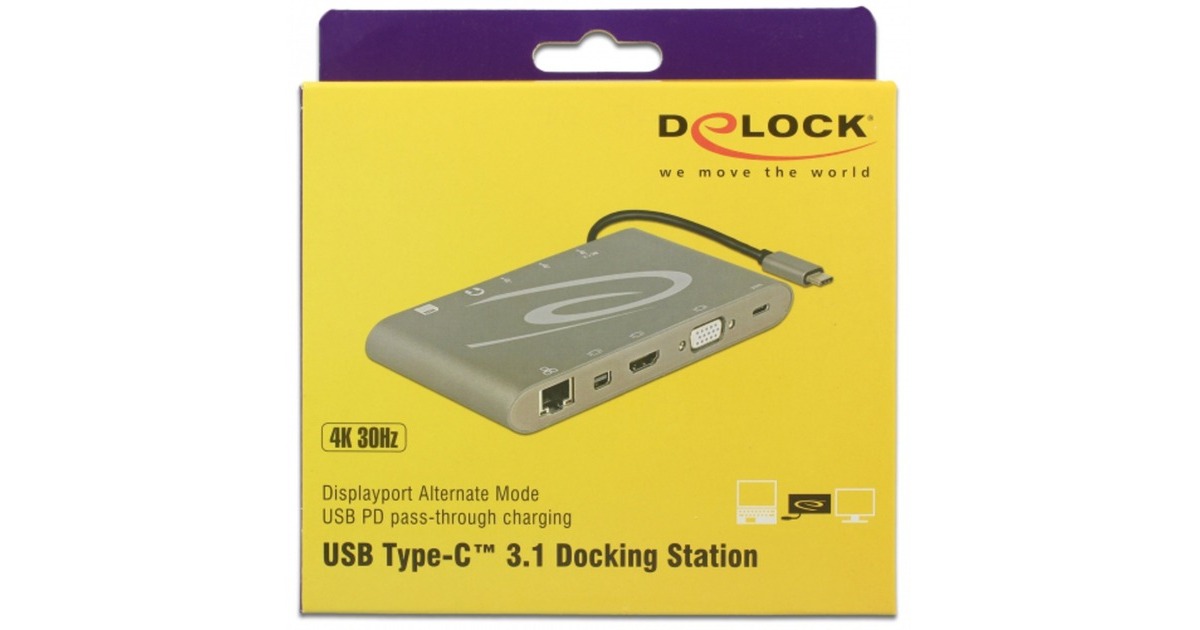 DeLOCKUSB Type-C 3.1 Dockingstation 4K 30 Hz  (Grijs, USB-C, HDMI, SD, USB)