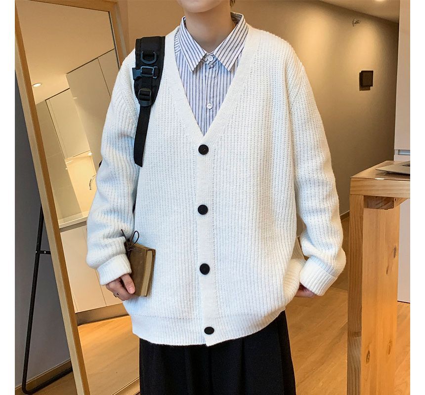 Whyessa - V-hals effen oversized gebreide cardigan