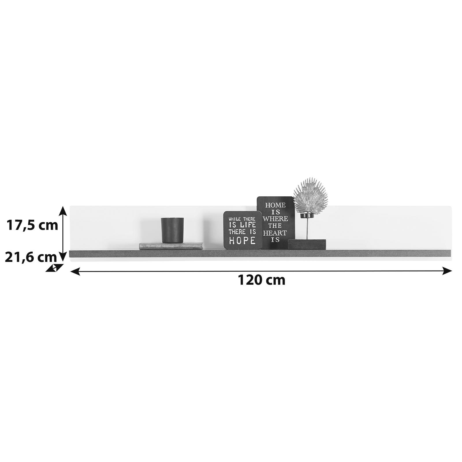Luca Bessoni Wandboard ALASSIO - weiß Hochglanz - Matera dunkel - 120 cm