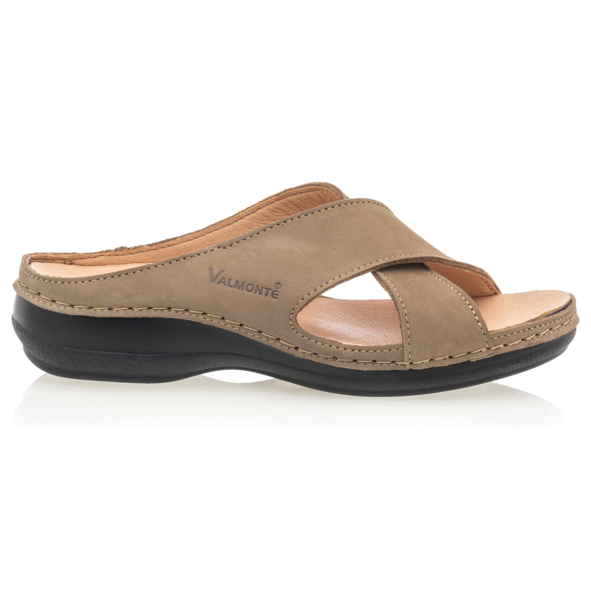 Nu-pieds confort Femme en cuir taupe