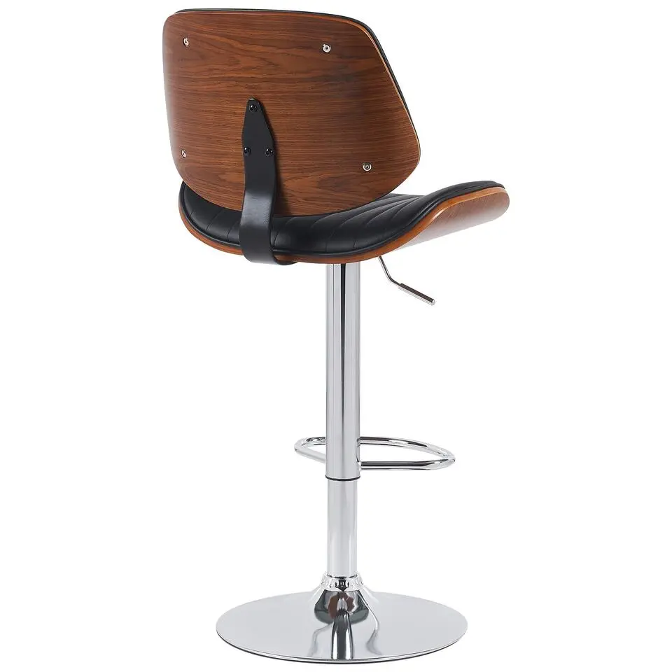 CLP Barkruk Clawson chroom Frame - Kunstleer - walnoot/zwart