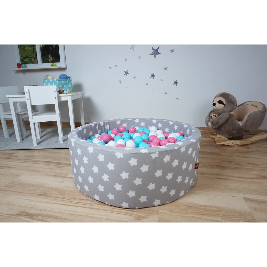 knorr toys® Bällebad soft - Grey white stars - 300 balls rosecremelightblue grau