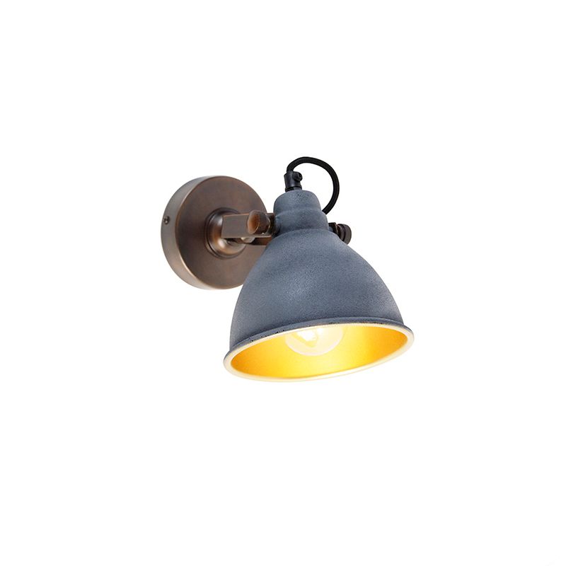 Industriële wandlamp beton met koper verstelbaar - Liko