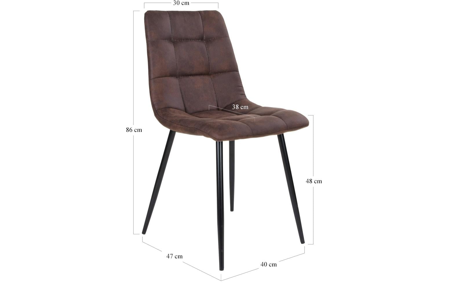 Stuhl Middelfart 2 Stück, 86 x 55 cm, Braun/Schwarz<br>Stabile Esszimmerstühle
