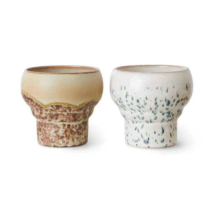 HKliving - 70's Lungobecher, 200 ml, coral (2er-Set)