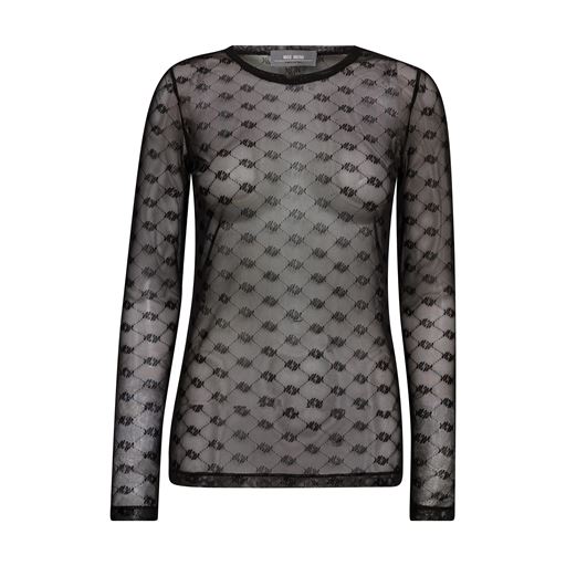 Mos Mosh Loretta Velvet Mesh Bluse, Black, L