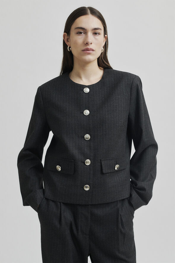 Second Female Wake Tailored Jacket Dark grey melange