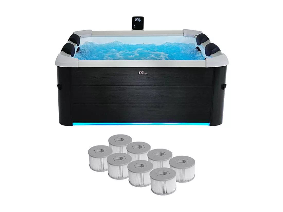 Spa rigide MSPA 6 places 4 coussins hydromassages. 8 filtres + bâche incluse 180 cm x 65 cm