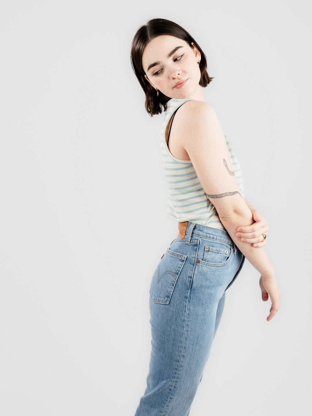 Kazane Helmi Tank Top aquamarine/white asparagu