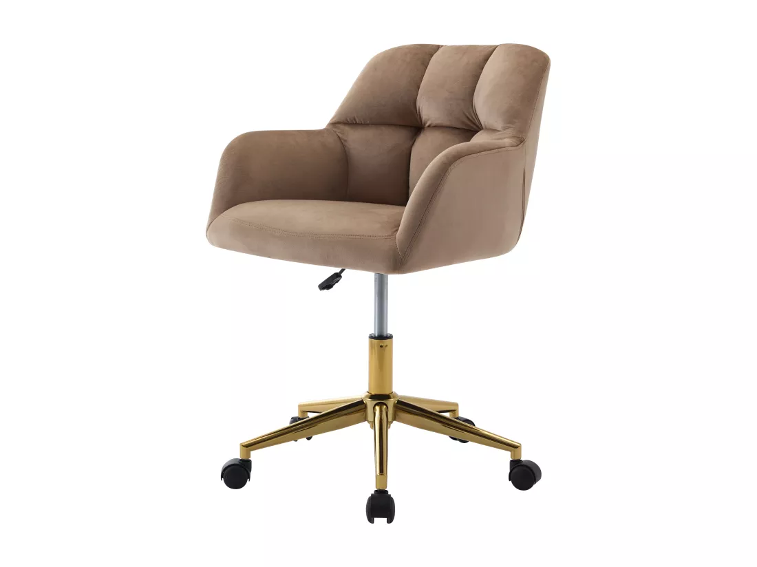 Chaise de bureau - Velours - Beige et doré - Hauteur réglable - PEGA de Pascal Morabito