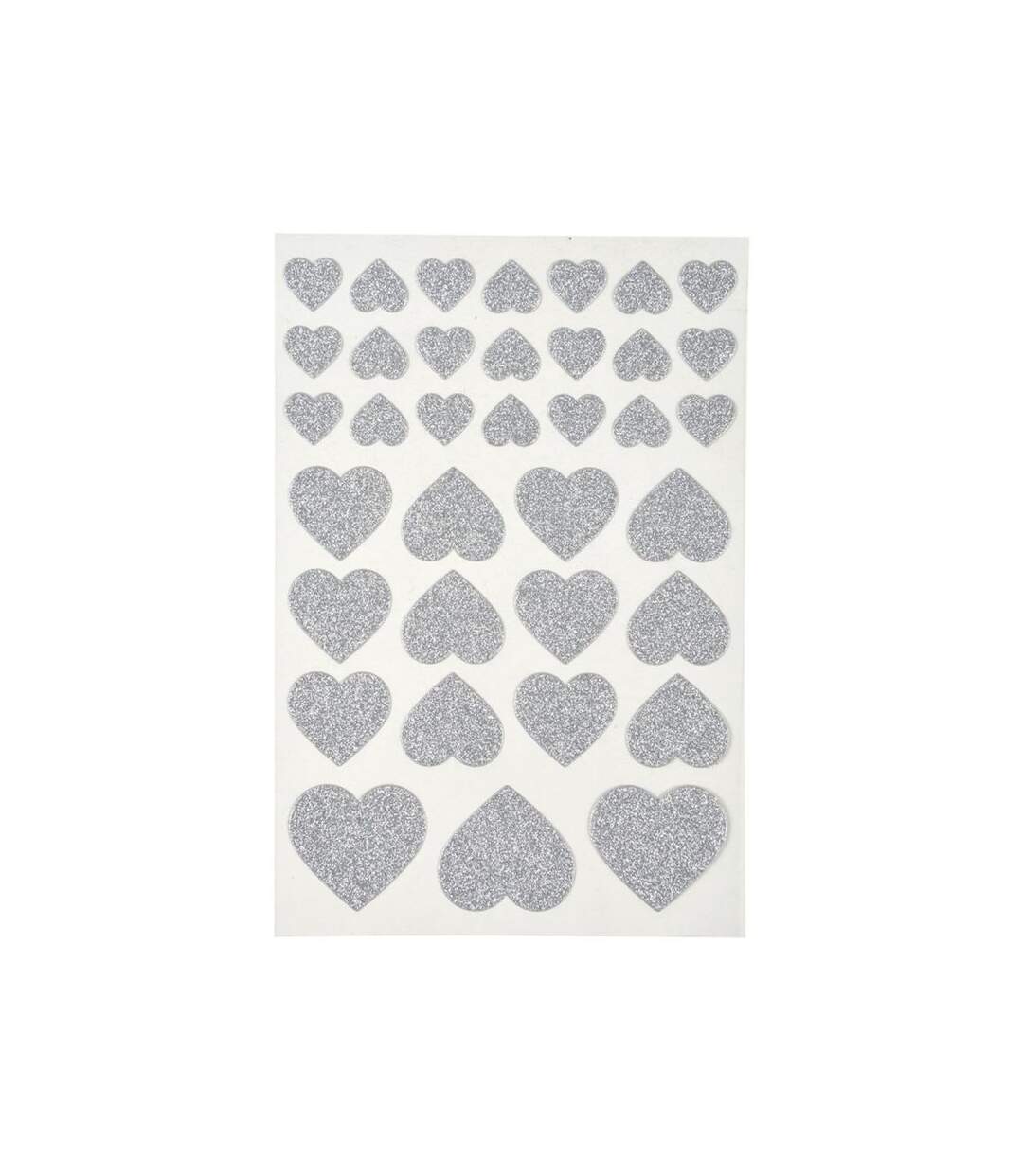 Paris Prix - Lot De 36 Stickers Cœur glitter Argent