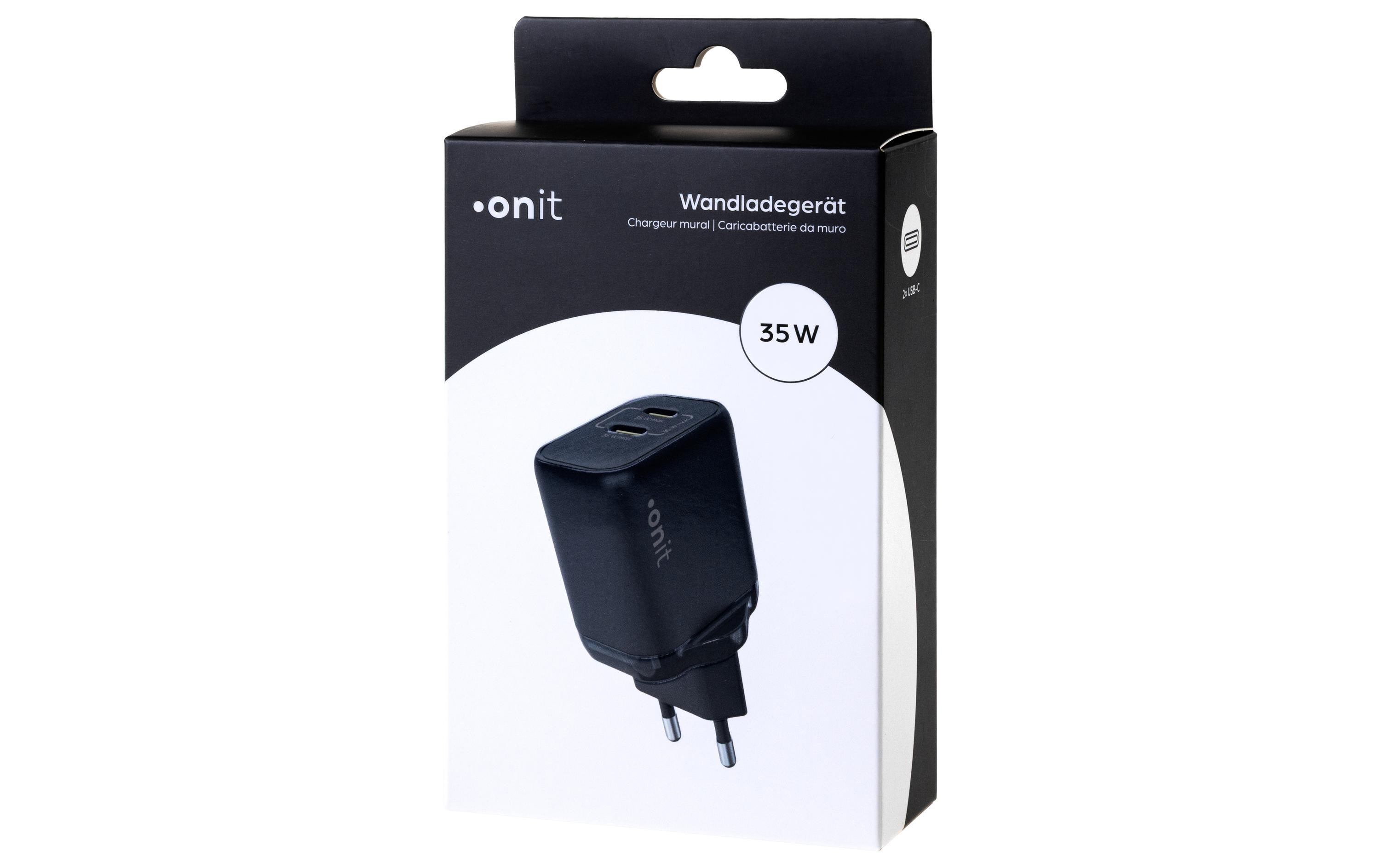USB-Wandladegerät Dual 2C 35 W GaN SchwarzLadeadapter mit zwei USB-C-Ports