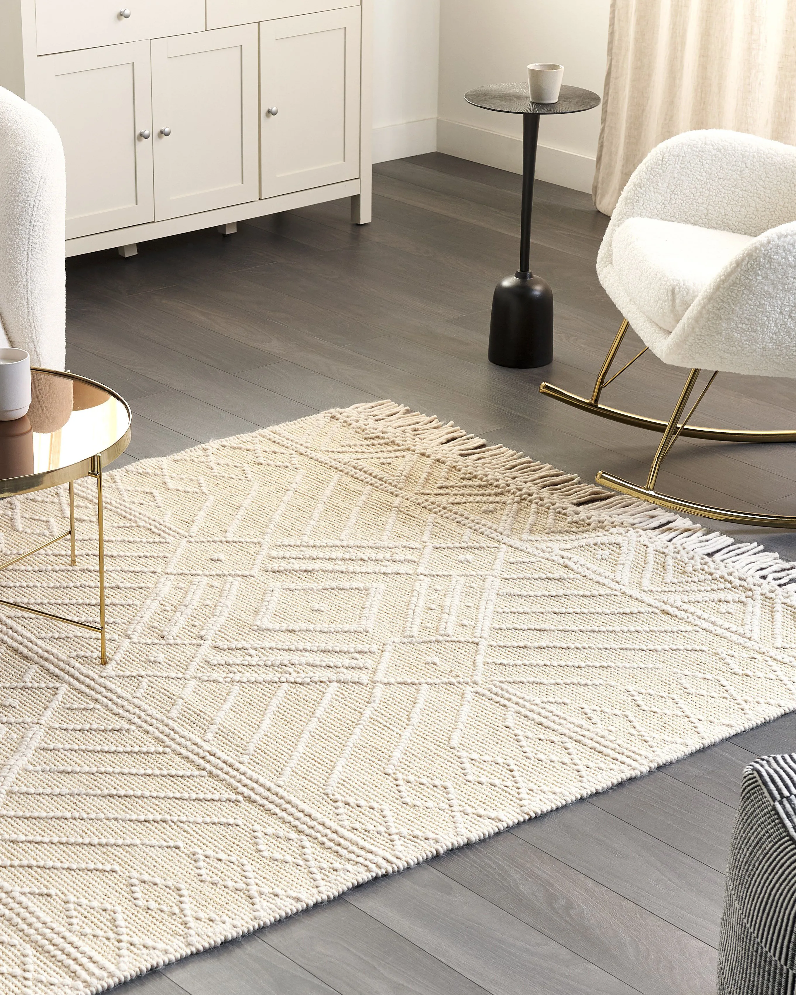 Vloerkleed MAVIKENT Beige 160 x 230 cm Wol