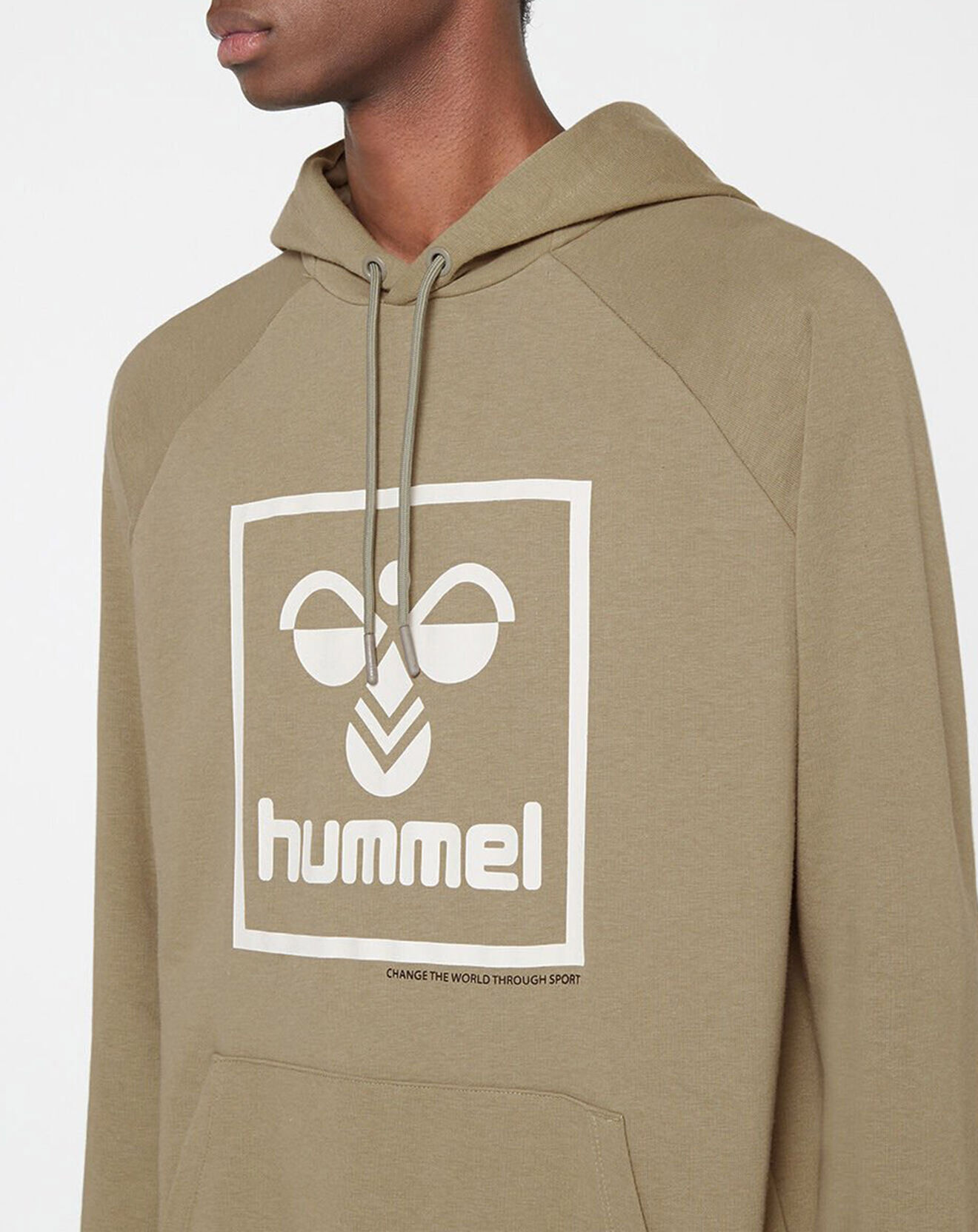 Hummel Sweat à capuche en Coton mélangé logo kaki clair