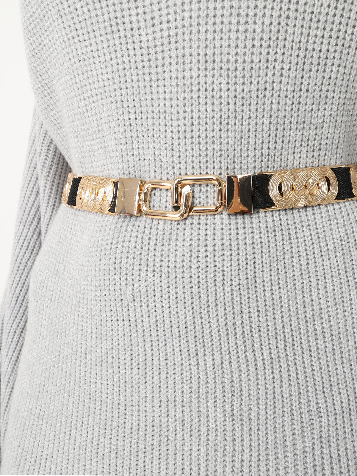 Ceinture avec maillons entrelacés- noir_dore
