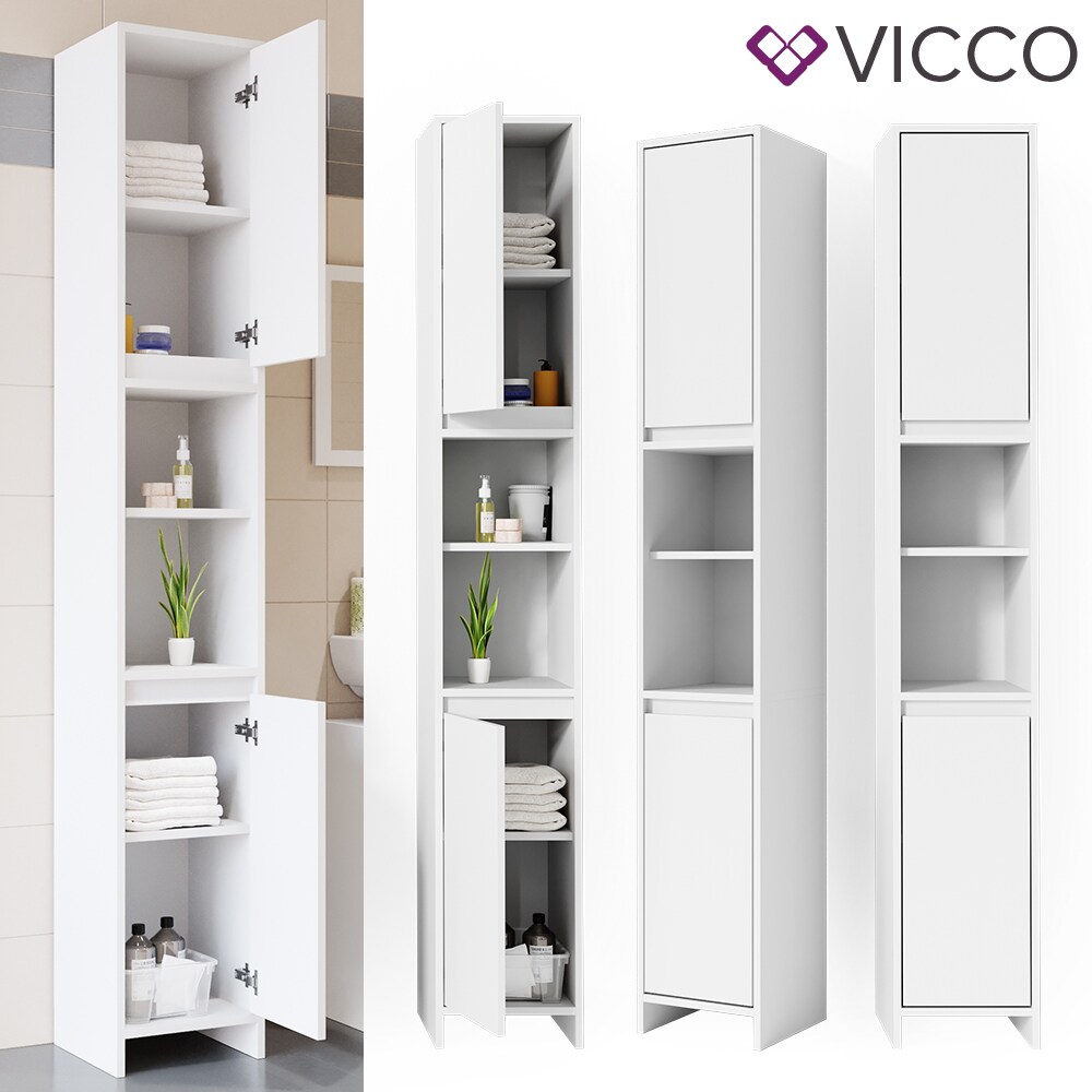 VICCO Badschrank EMMA Weiß Badezimmerschrank Hochschrank Badregal Schrank