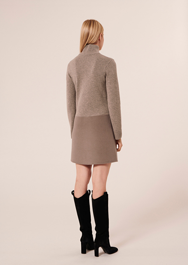 Robe Roussettebeige en laine merinos et alpaga