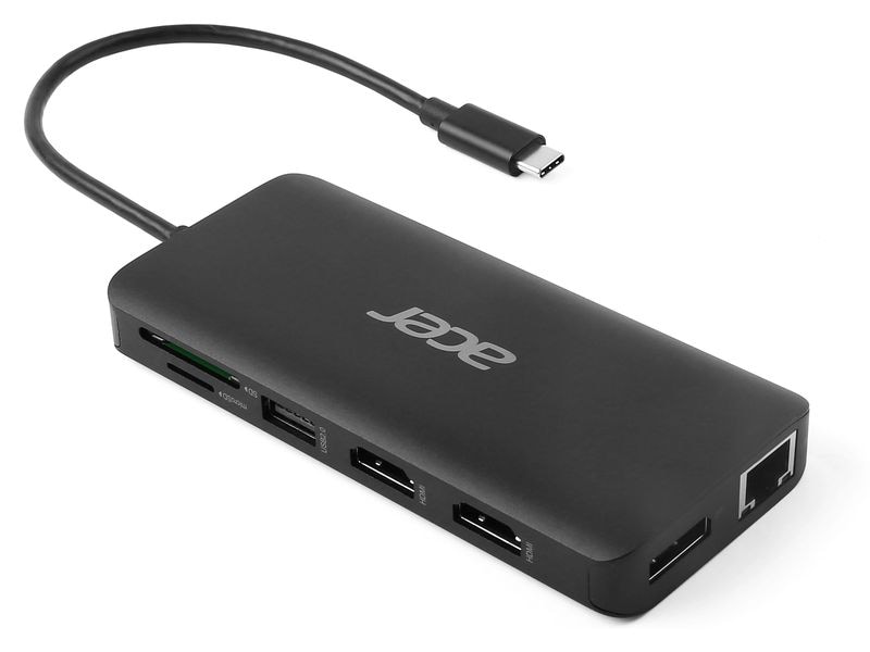 Acer Dockingstation USB-C 12-in-1 Dongle Mini Kompakte USB-C-Dock mit vielen Anschlussmöglichkeiten