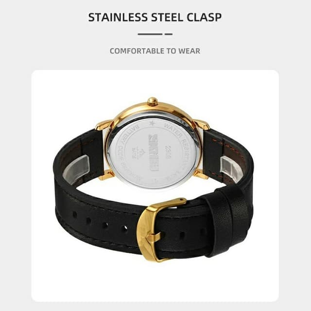 SKMEI Armbåndsur Ur Læderrem Rundt Quartz Ur