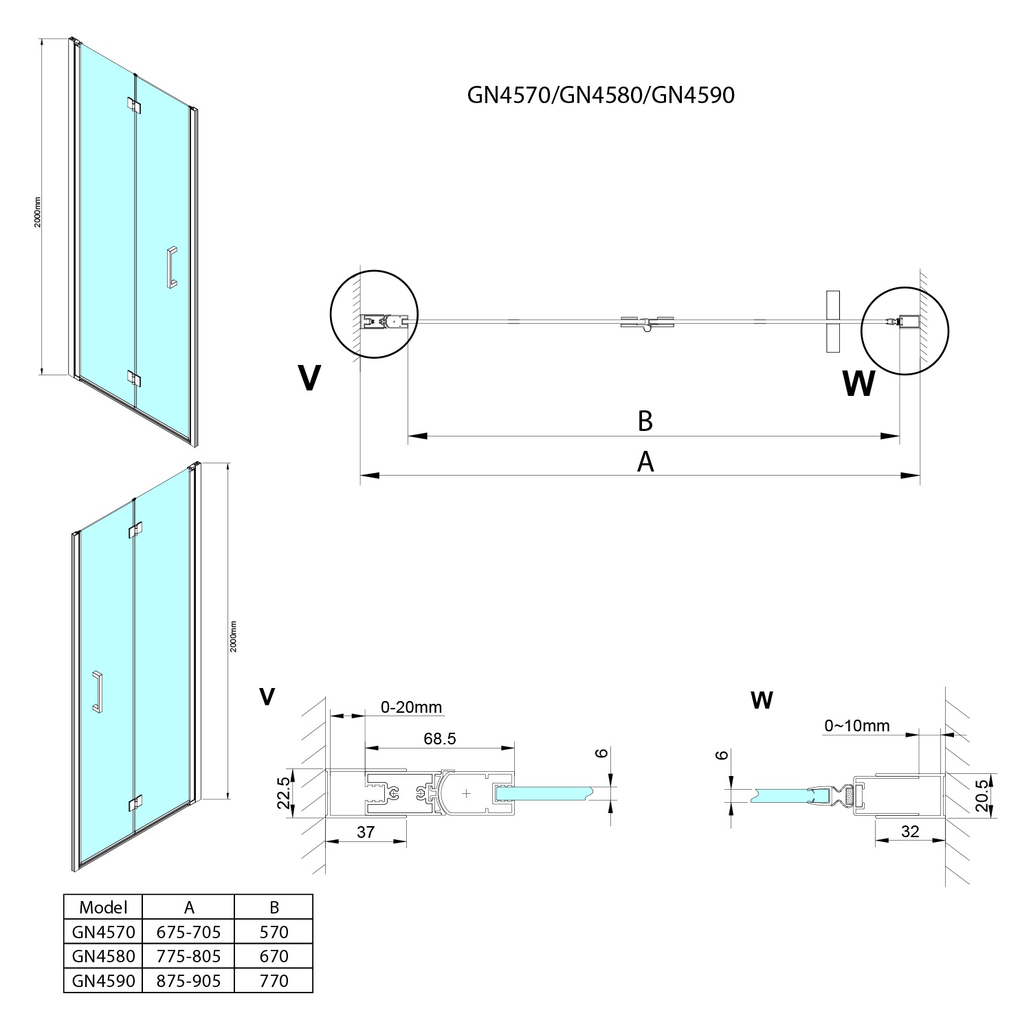Gelco Loro vouwbare douchedeur 70x200cm chroom