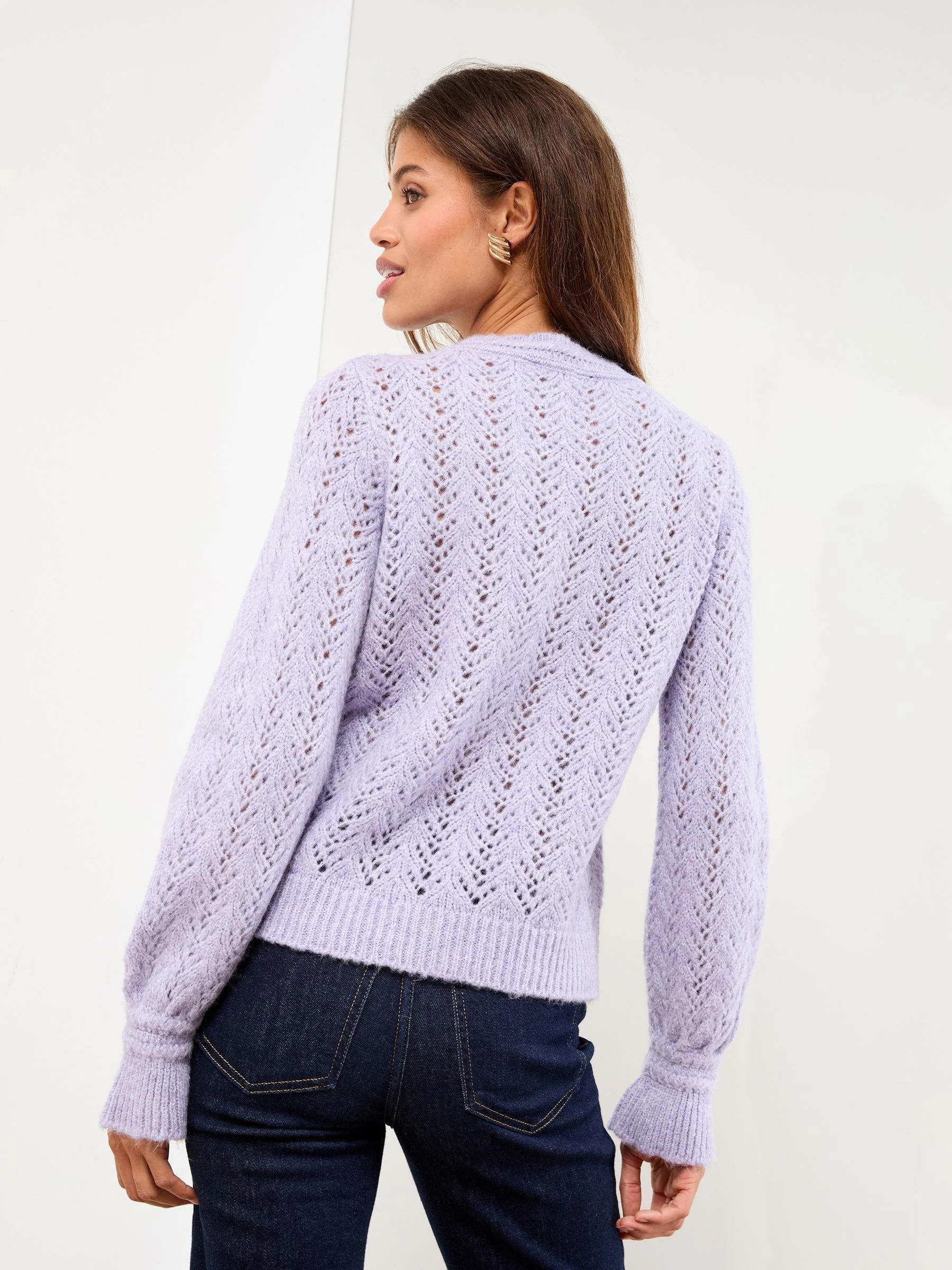 Lila-paars - Lipsy Lace Yoke Stitch Knitted Jumper