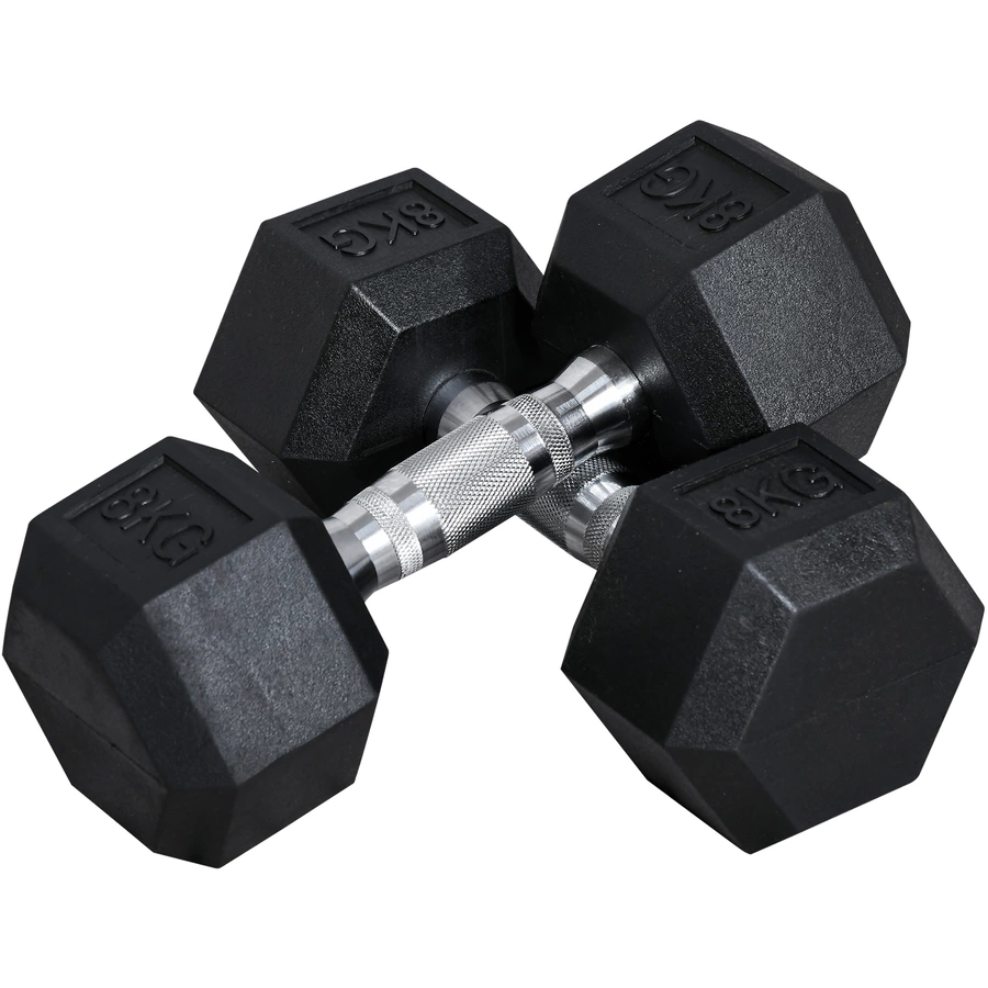 HOMCOM Kurzhantel 2er Set in Hexagon Form schwarz, silber