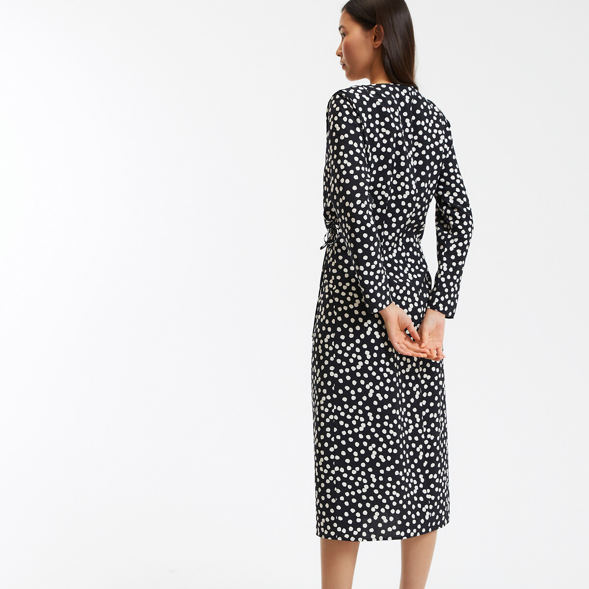 COLEÇÃO LA REDOUTE<br>Vestido maxi reto com estampa de bolinhas