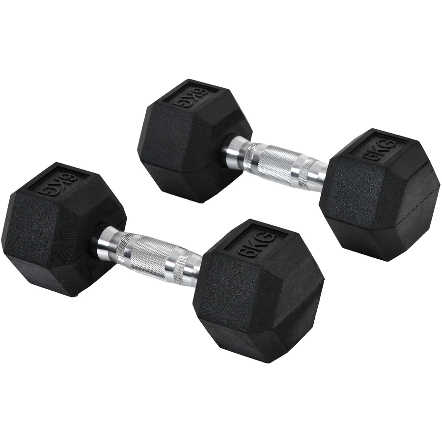 HOMCOM Kurzhantel 2er Set in Hexagon Form schwarz, silber