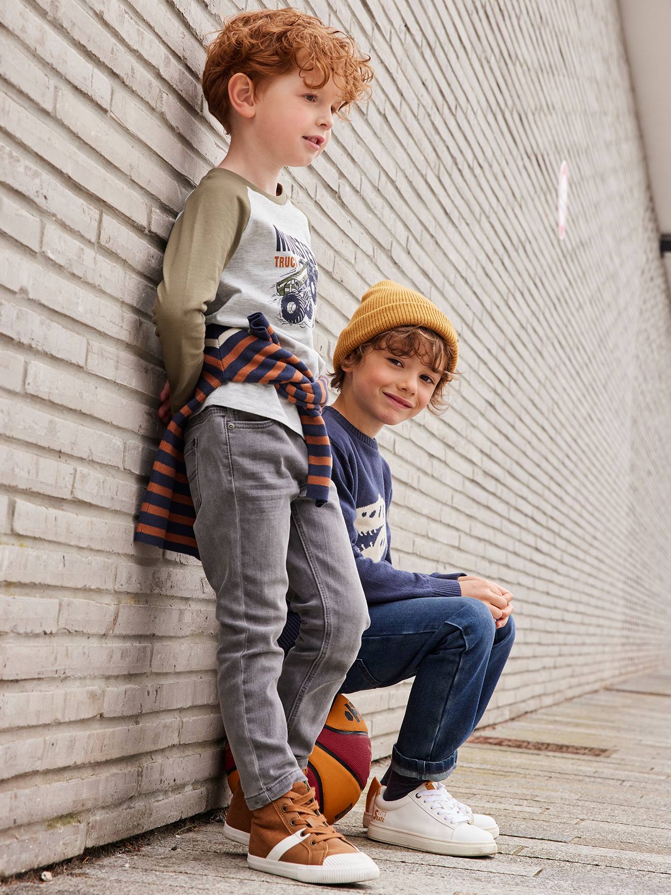 Calça jeans slim indestrutível para meninos, azul escuro liso
