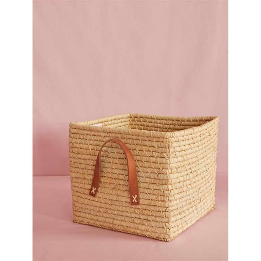 Natural Firkantet Raffia Kurv - Rice → Luksusbaby.dk