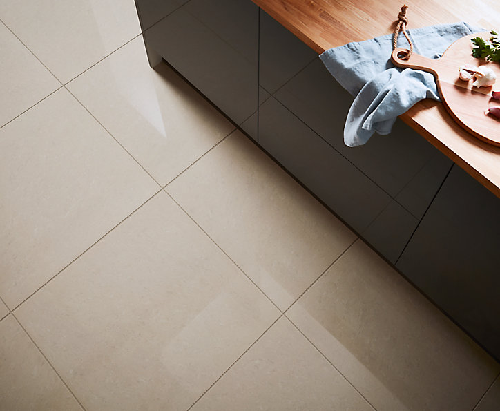 Carrelage sol beige poli 60 x 60 cm Modenia