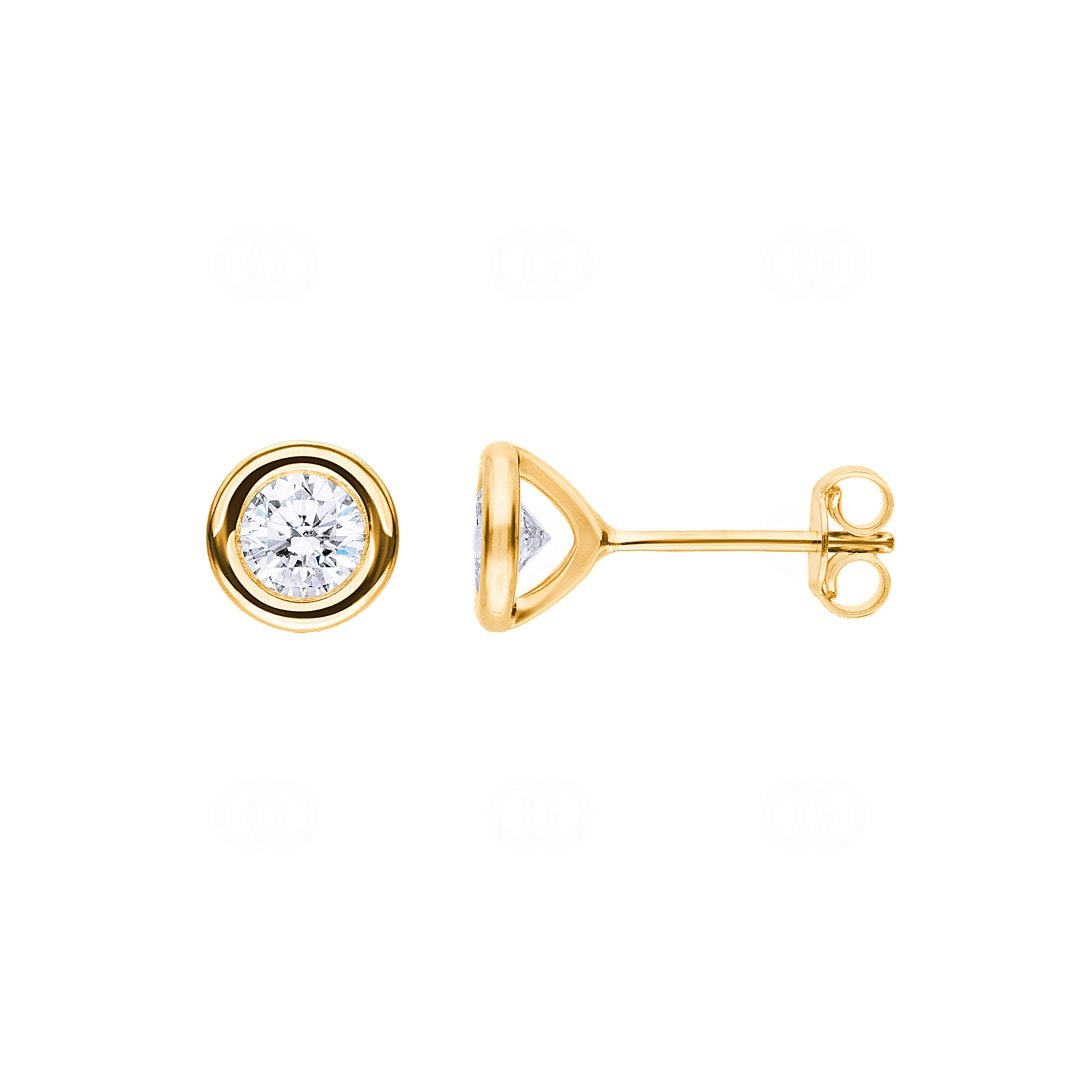 1.00 Karat Solitär GIA-Diamantohrstecker 750/18 K Gelbgold in Zargenfassung