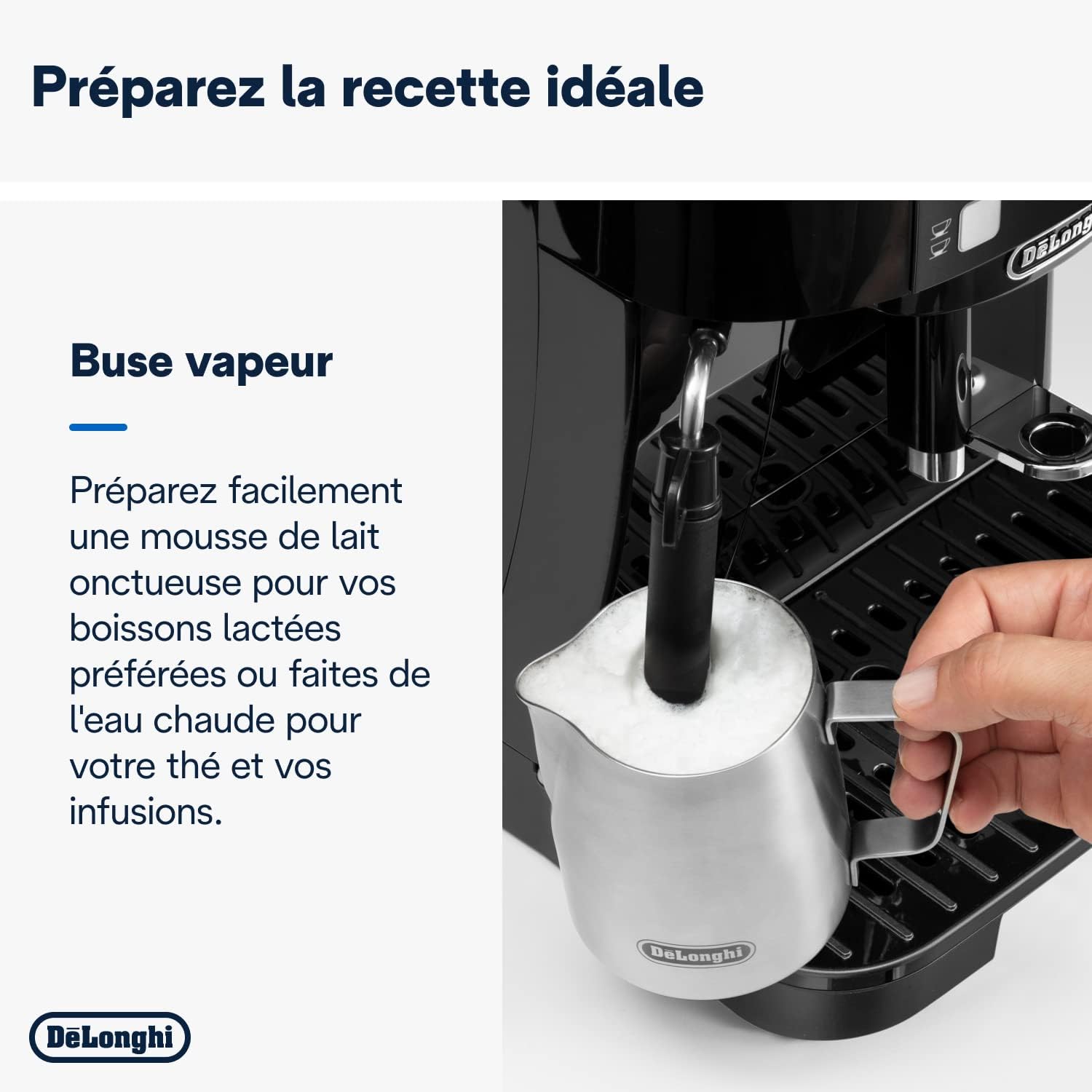 De'Longhi Magnifica S ECAM11.112.B, Machine à Café Automatique/ à Espresso du Grain à la Tasse Avec Buse à Lait, avec 4 Recettes à Touche Unique, Panneau de Contrle Soft-Touch, 1450W, Noir