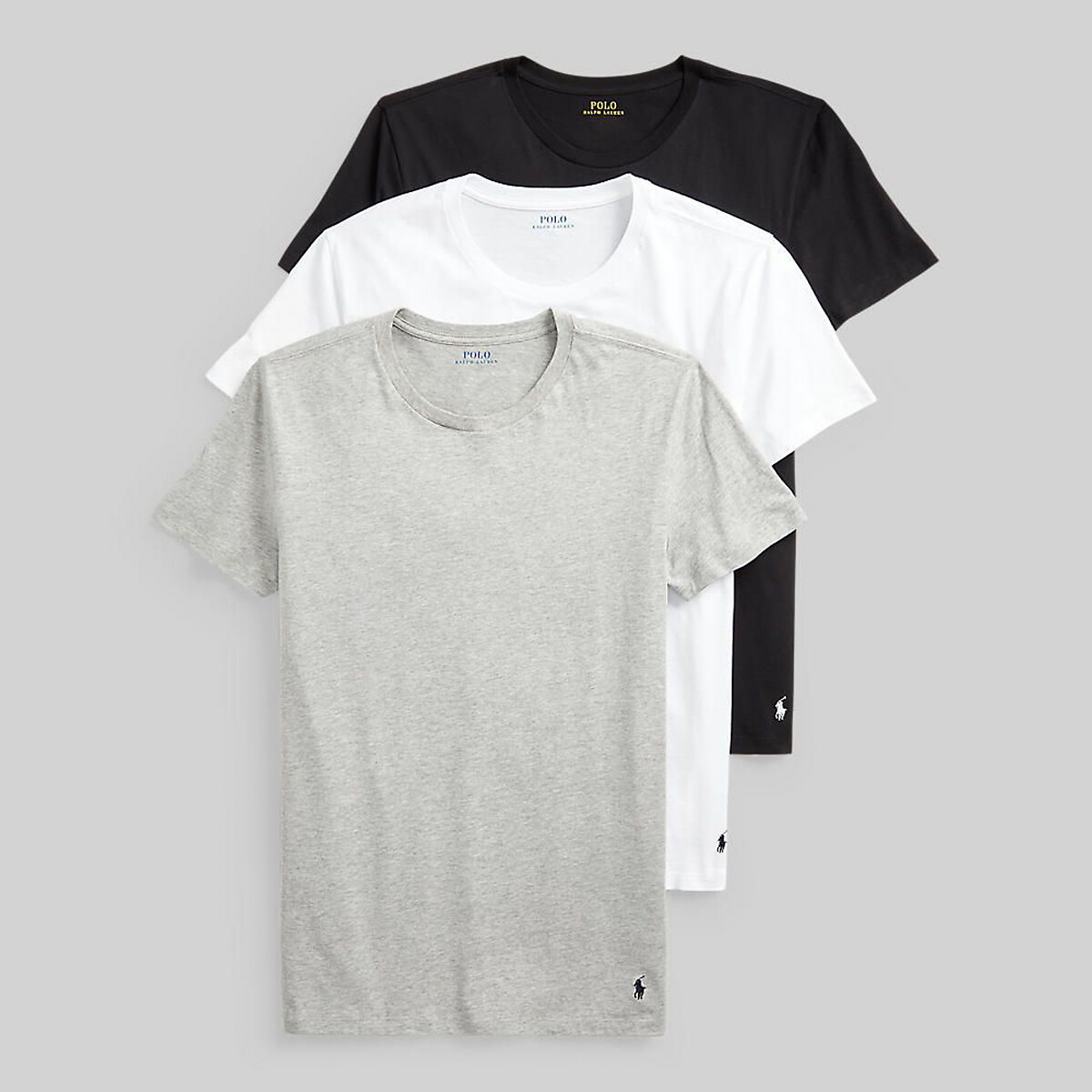 POLO RALPH LAUREN<br>Conjunto de 3 camisas ajustadas com gola redonda