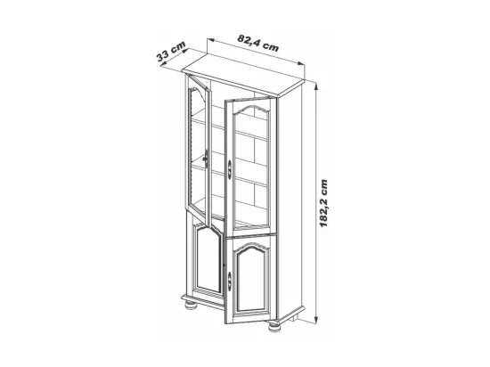 Bibliothèque 4 Portes Chêne Rustique 6 Niches L 82.4 H 182.2 P 33 cm