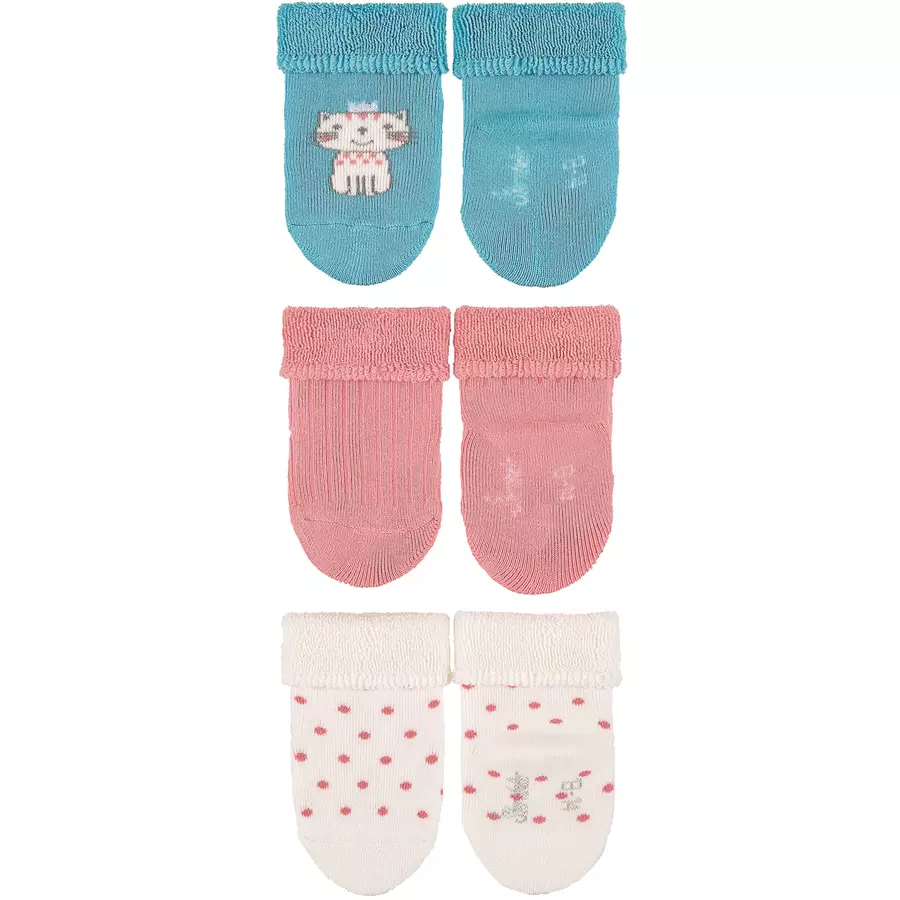 Sterntaler Baby-Söckchen 3er-Pack Katze helltürkis