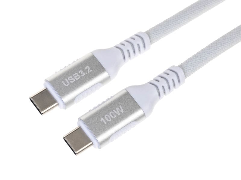 onit USB 3.1-Kabel USB C - USB C 0.5 m, Weiss Verbindungskabel mit geflochtener Nylonummantelung