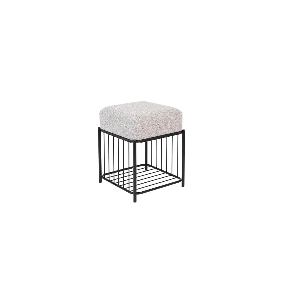 Housecraft Milou Kruk/ Poef Vierkant - Grijs